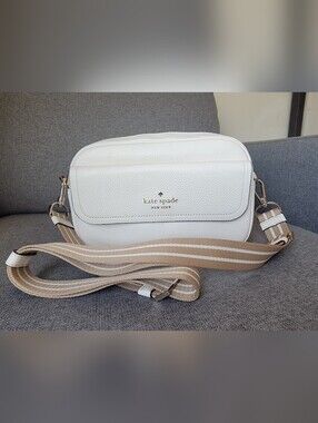 Kate Spade Rosie Pebbled Leather Flap Crossbody Bag - Parchment- EUC